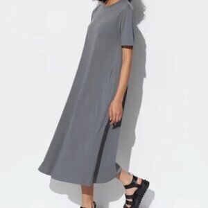 Uniqlo Airsim Cotton Short Sleeve Dress, Size L, Blue